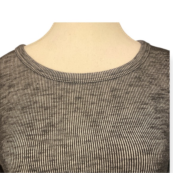 Intimately Free People Ruched Sleeve Top-L Black Gray Stretch‎ Knit Layering - Picture 6 of 12